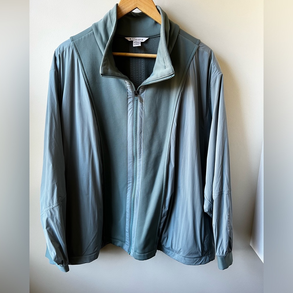 ATHLETA Evolve Fleece Hybrid Jacket‎ Full Zip Lightweight Green Spring 2X
